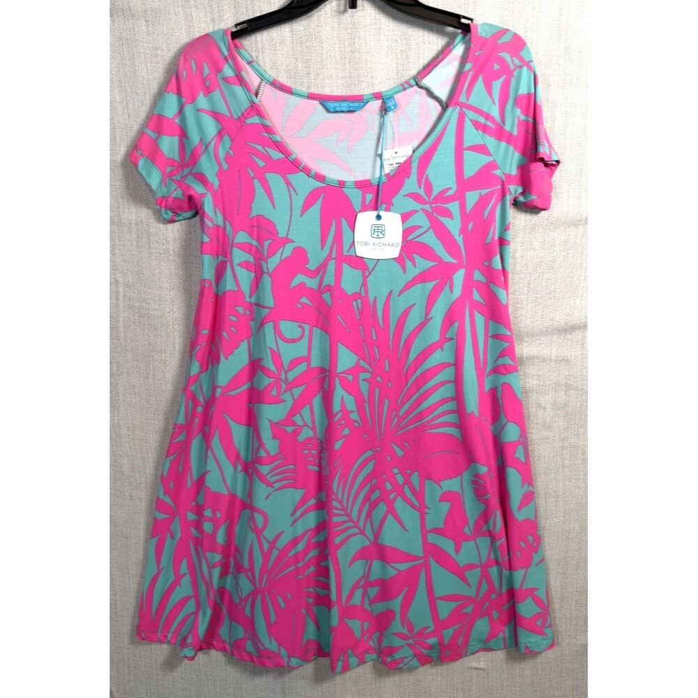 Tori Richard Honolulu A Line Dress Size S Banana Palm Tree Vacation Resort USA